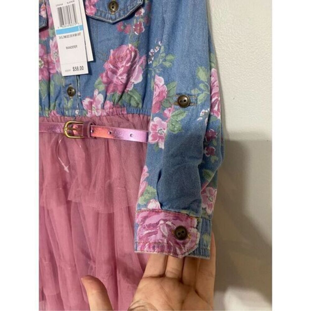 New with tags toddler girl frill pink floral dress size 5 - Picture 6 of 7